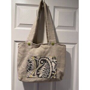 Y2K Beige Floral Reversible Tote Bag, Medium Women’s Handbag Inner Pockets